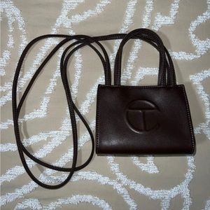 Authentic Telfar Small Shopping Bag Crossbody In Chocolate Brown Vegan Leather